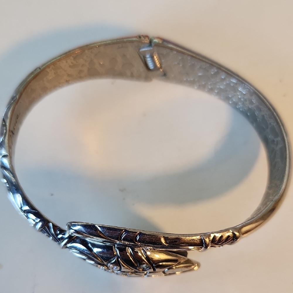 Silver Snake Vintage Feather Design Bracelet - Picture 2 of 4